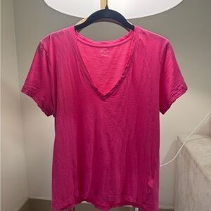 Madewell Pink Relaxed V-Neck Short Sleeve Tee